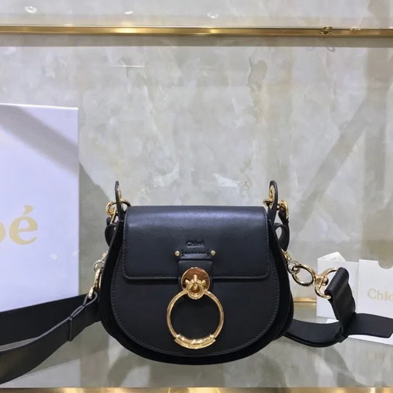Top Quality Knockoff Chloe Small Tess Shoulder Bag In Black Calfskin — image 2