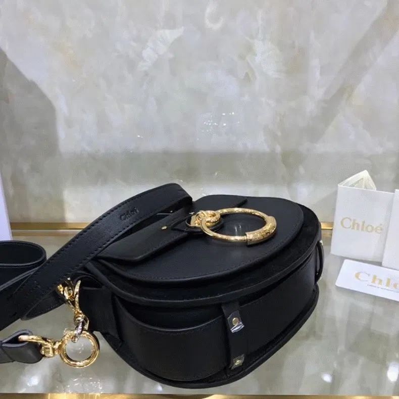 Top Quality Knockoff Chloe Small Tess Shoulder Bag In Black Calfskin — image 3
