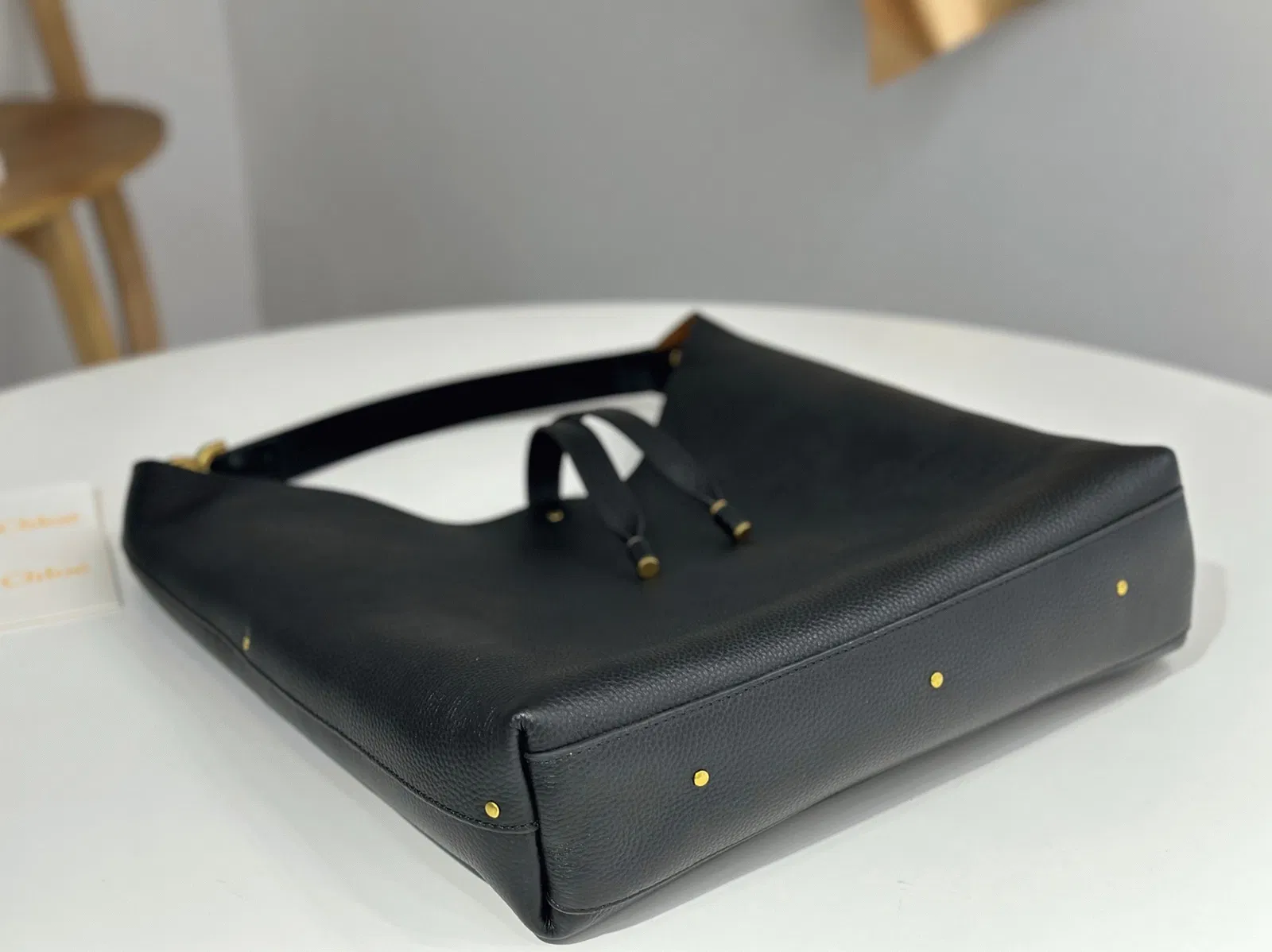 Top Quality Knockoff Previous Previous Chloe Marcie Hobo Bag in Black Grained Leather — image 6