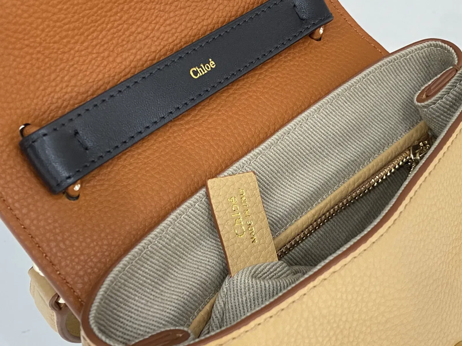 Top Quality Replica Chloe Penelope Small Shoulder Bag in Beige Grained Calfskin — image 8