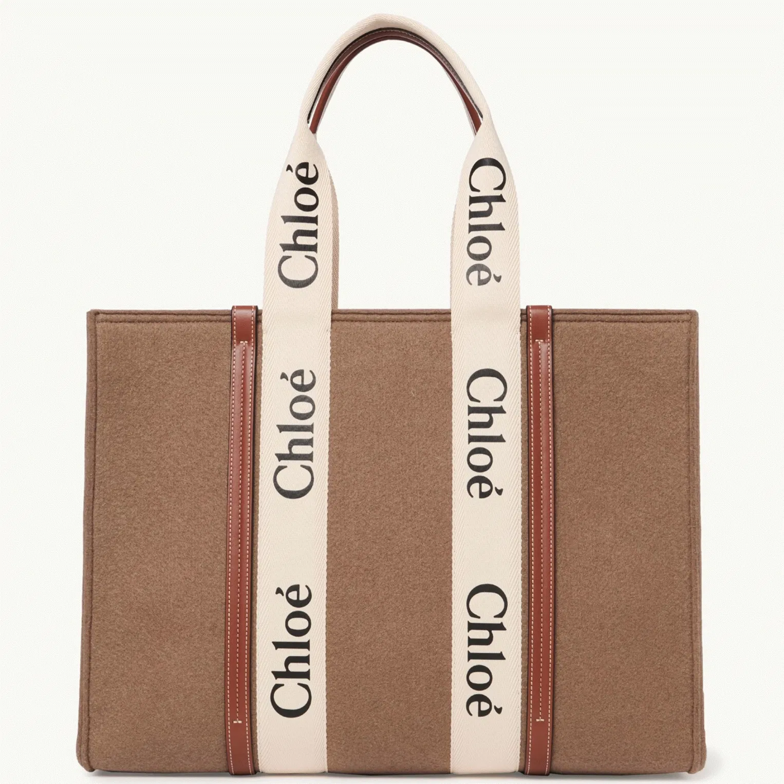 Top Quality Replica Chloe Medium Woody Tote Bag In Brown Felt