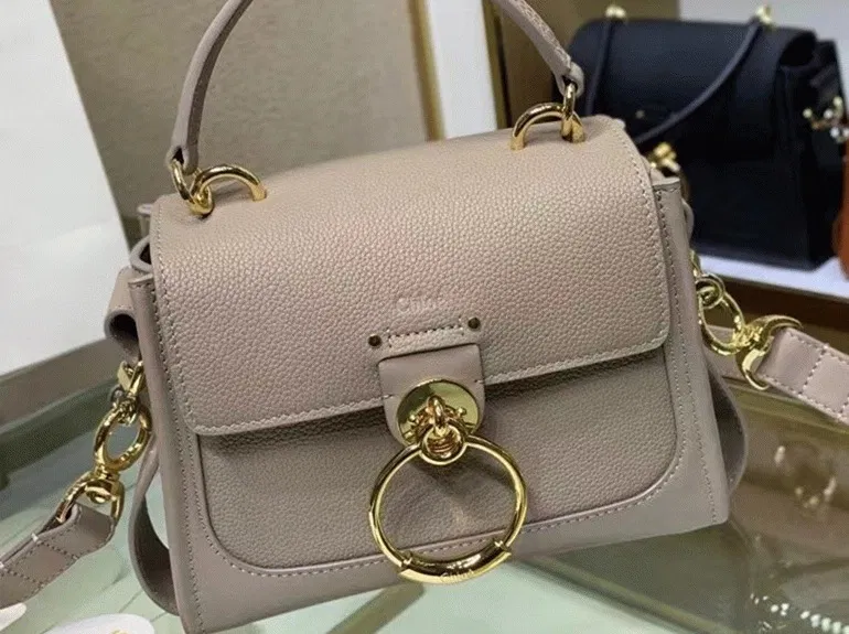 Top Quality Fake Chloe Mini Tess Day Bag In Grey Grained Leather — image 7