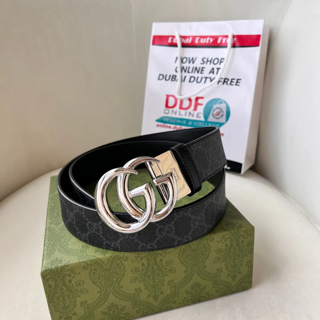 WIDE LEATHER BELT WITH DOUBLE G BUCKLE — image 4