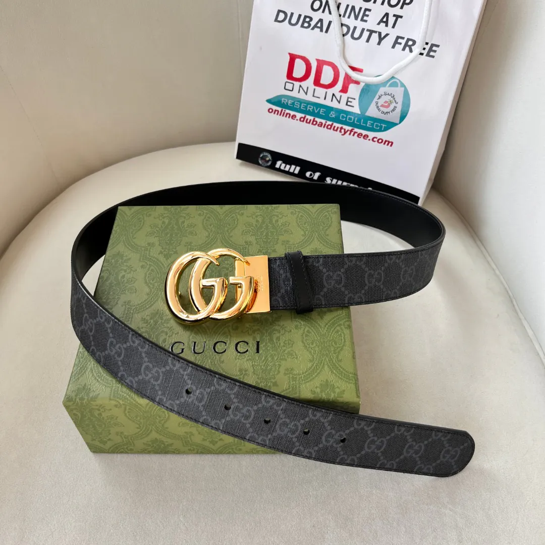 WIDE LEATHER BELT WITH DOUBLE G BUCKLE — image 4
