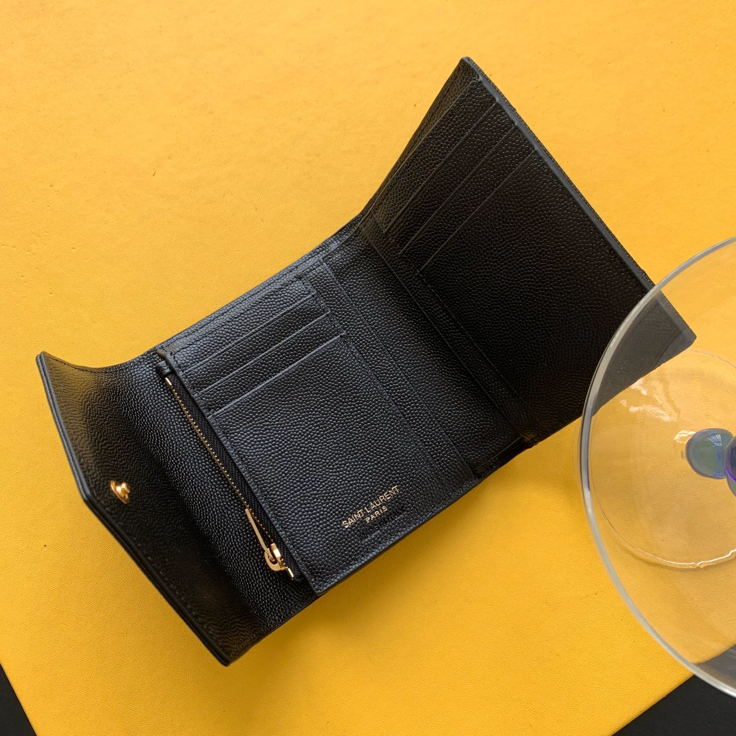 CASSANDRE MATELASSÉ COMPACT TRI FOLD WALLET IN GRAIN DE POUDRE EMBOSSED LEATHER — image 9