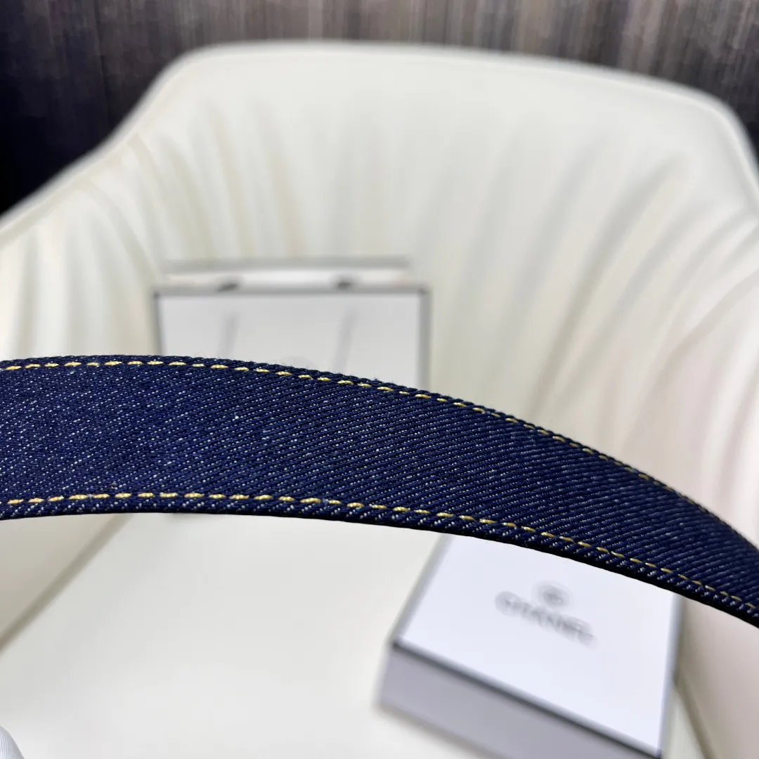 CHANEL Pre-Owned 1990s CC Turn-lock denim belt — image 7