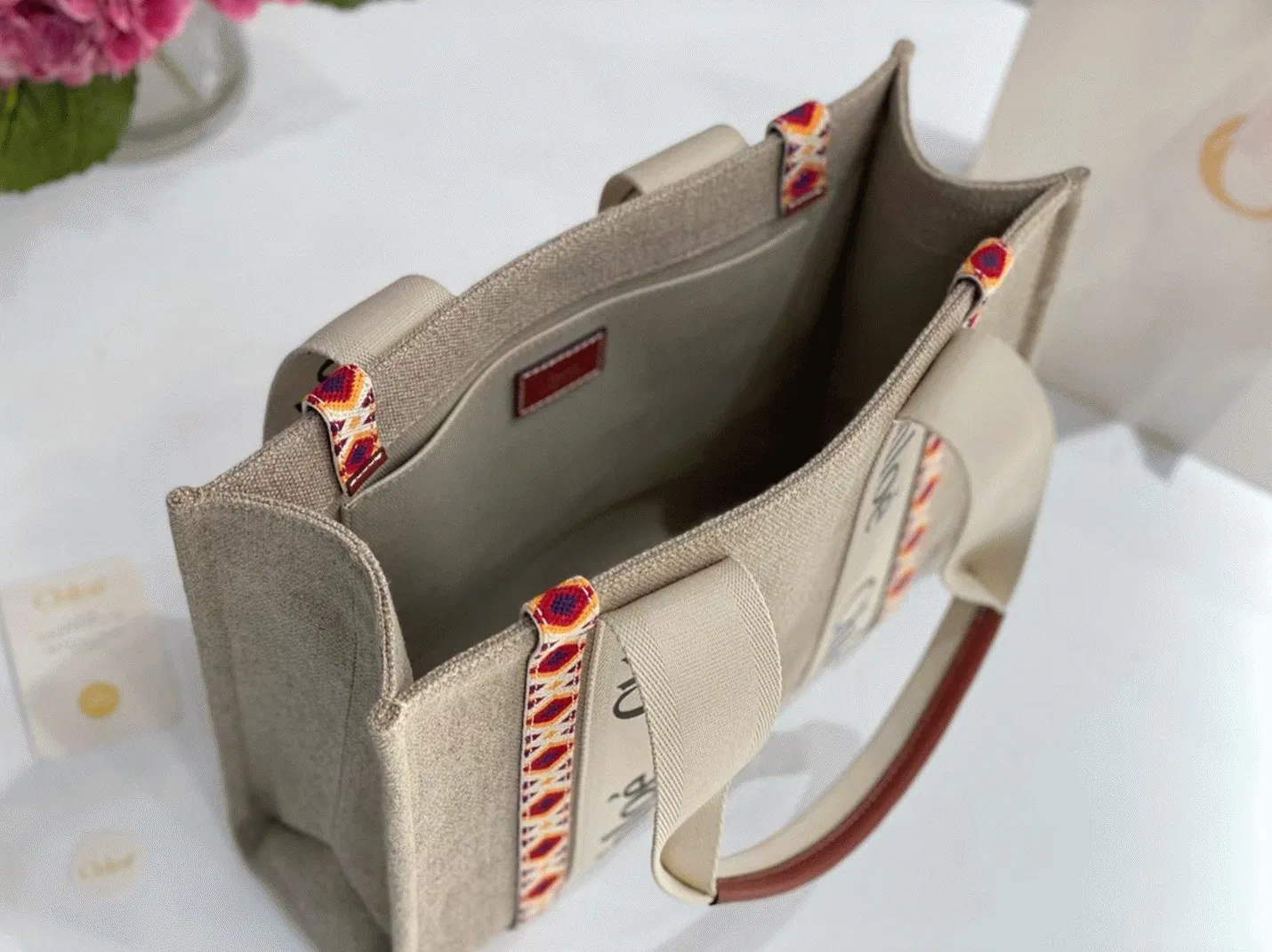Top Quality Replica Chloe Medium Woody Tote Bag with Hand-embroidered — image 8