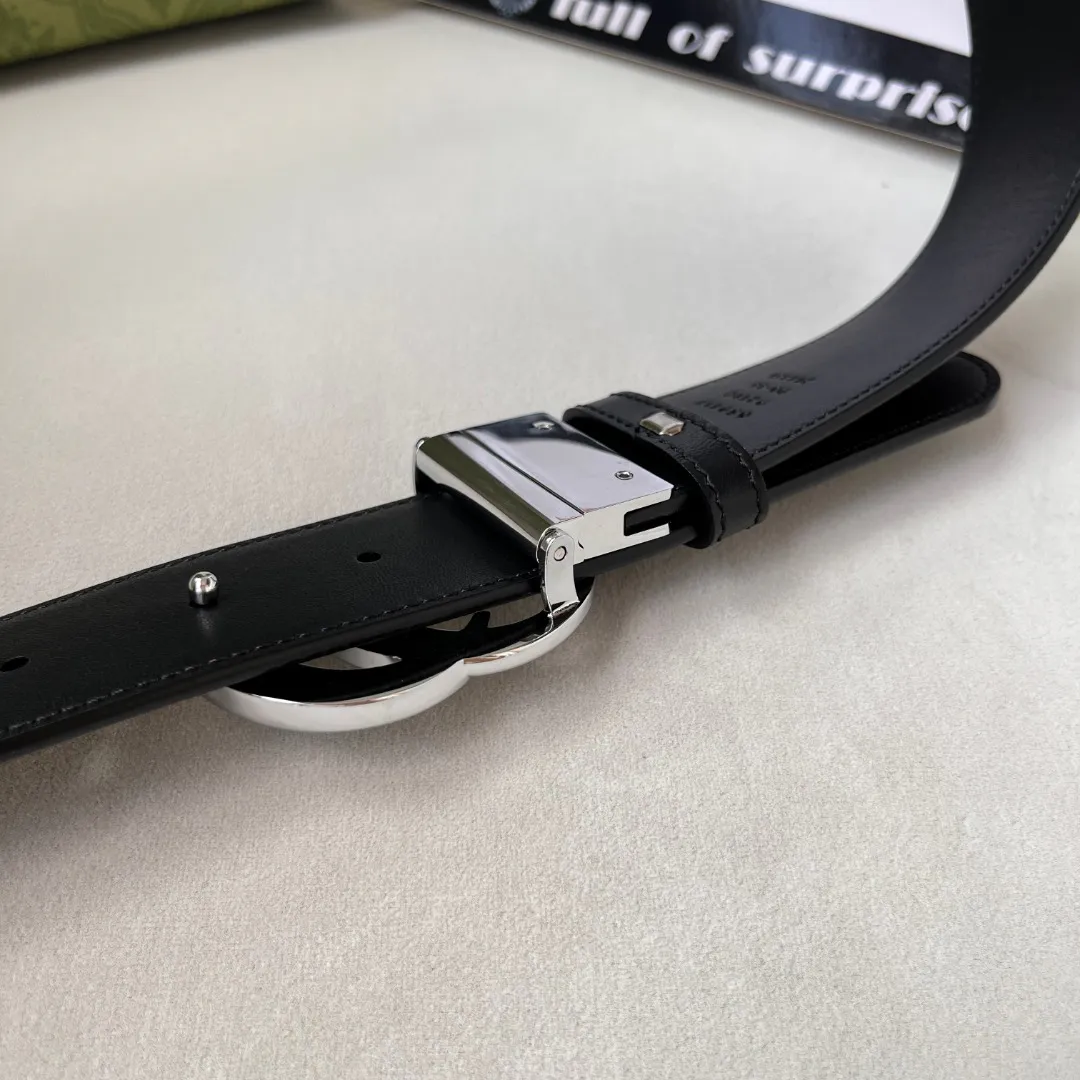 WIDE LEATHER BELT WITH DOUBLE G BUCKLE — image 6