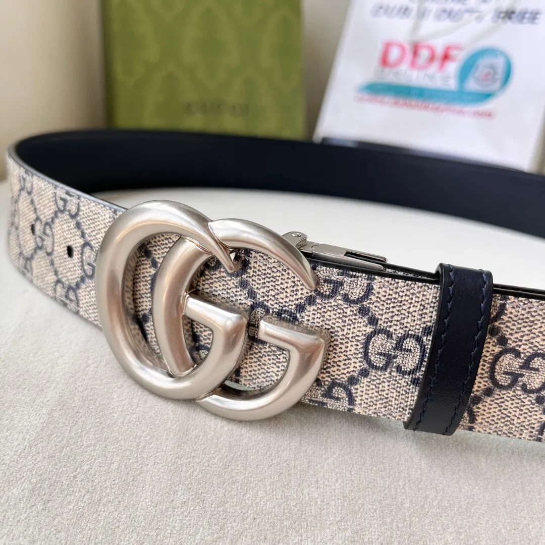 WIDE LEATHER BELT WITH DOUBLE G BUCKLE — image 2