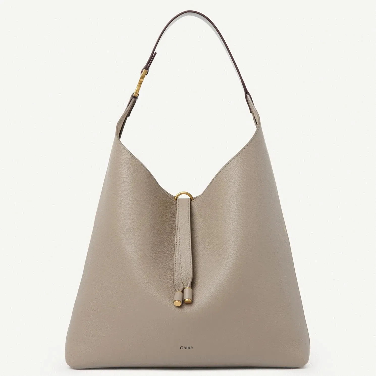 Top Quality Fake Chloe Marcie Hobo Bag in Grey Grained Leather