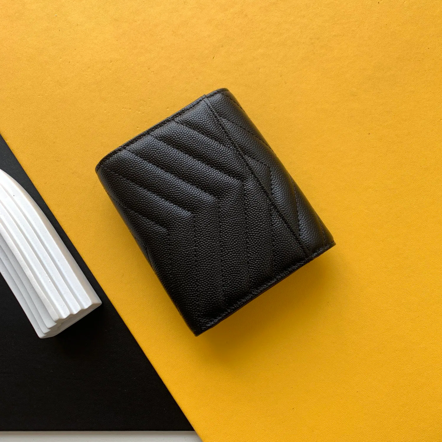 CASSANDRE MATELASSÉ COMPACT TRI FOLD WALLET IN GRAIN DE POUDRE EMBOSSED LEATHER — image 2