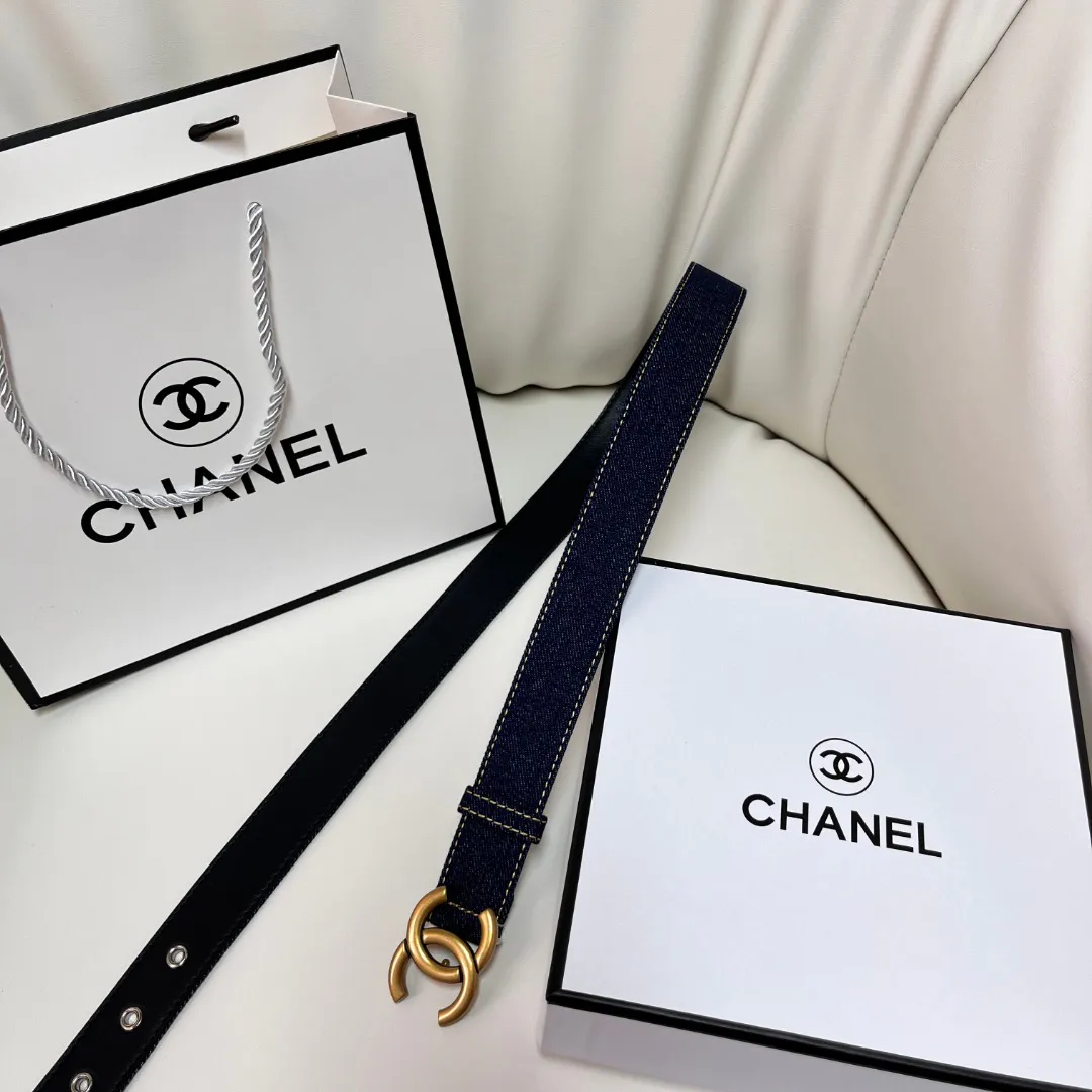 CHANEL Pre-Owned 1990s CC Turn-lock denim belt — image 9