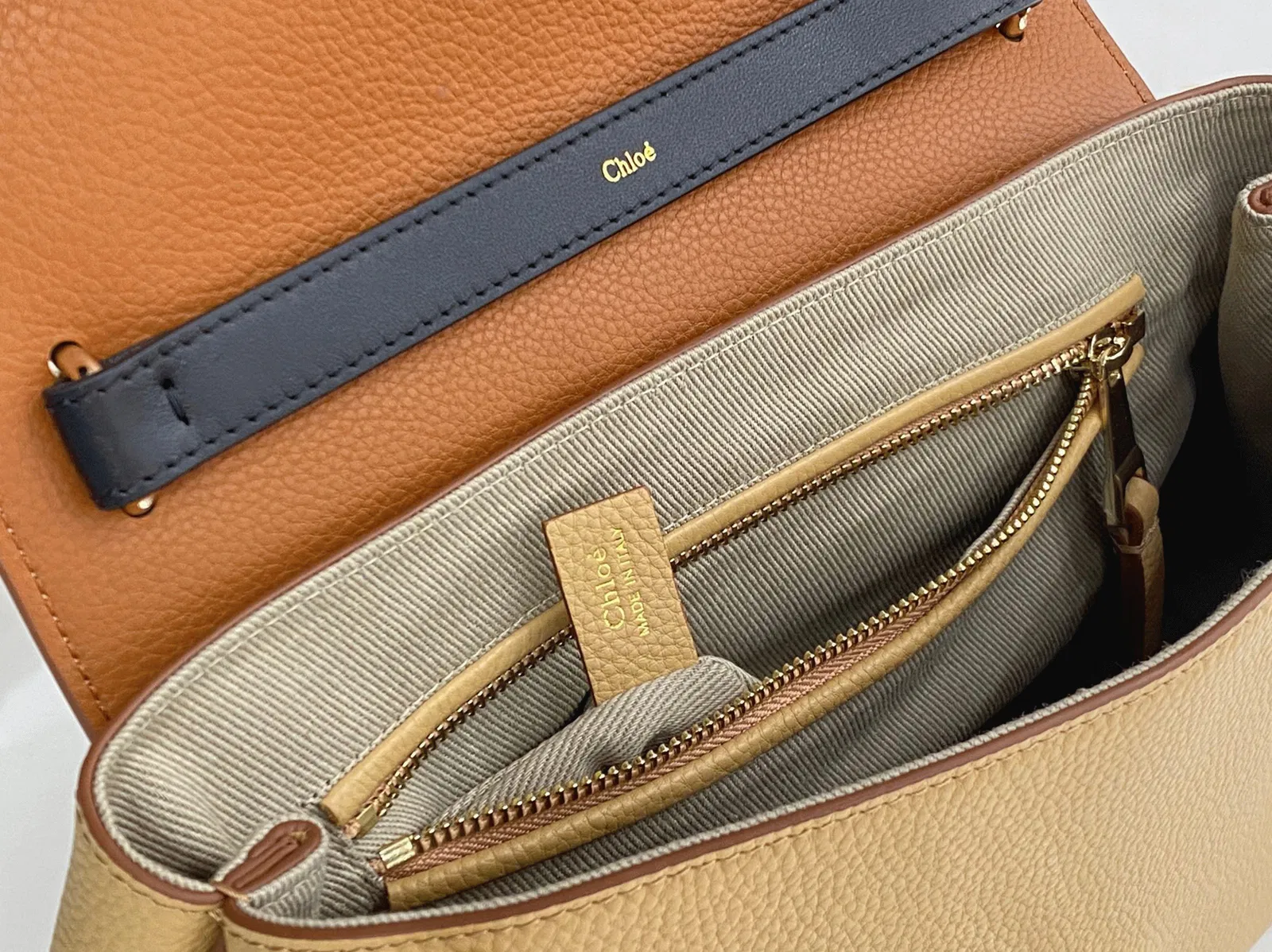 Top Quality Replica Chloe Penelope Medium Shoulder Bag in Beige Grained Calfskin — image 8