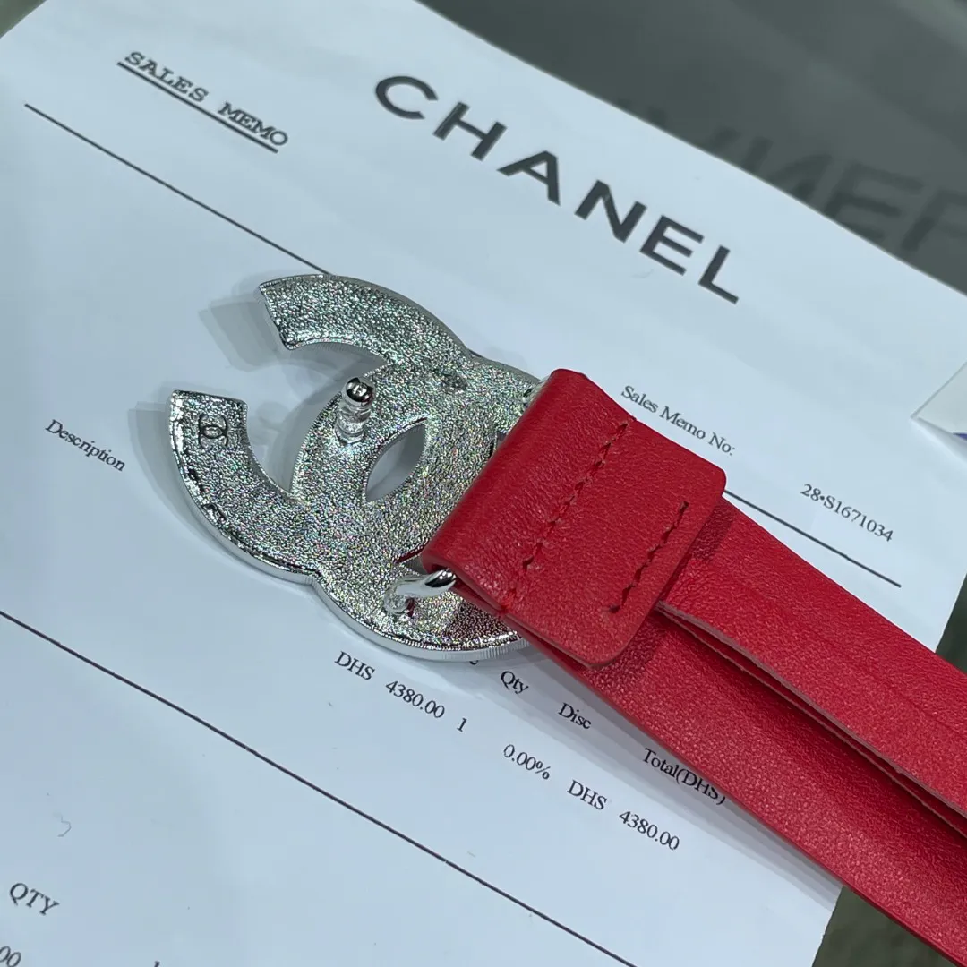 Chanel Red Patent Leather CC Logo Belt — image 4