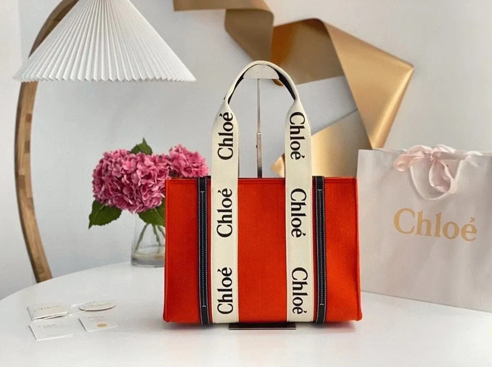 Top Quality Fake Chloe Medium Woody Tote Bag In Orange Felt — image 5