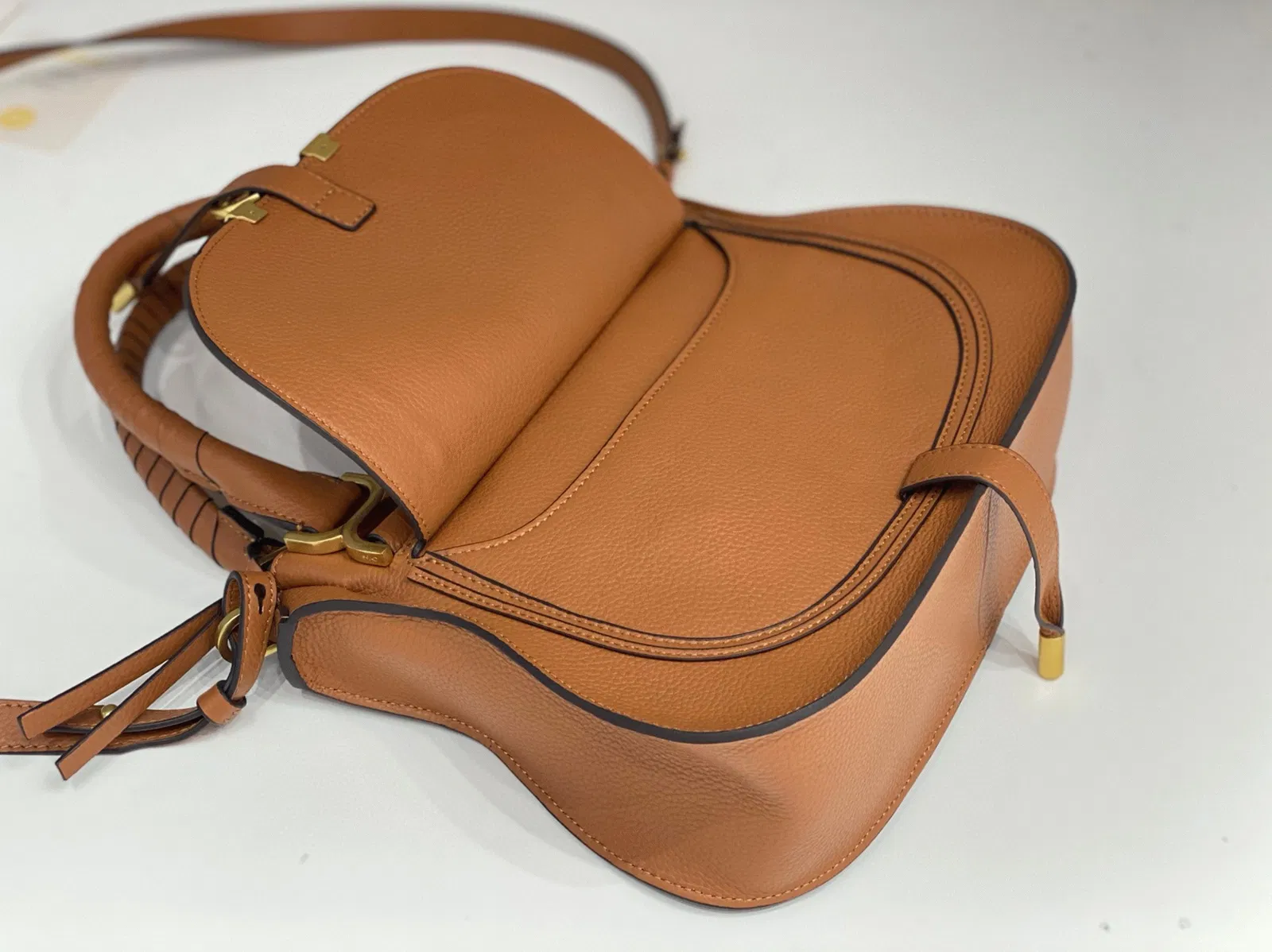 Top Quality Replica Chloe Marcie Small Double Carry Bag in Blue Grained Leather — image 8
