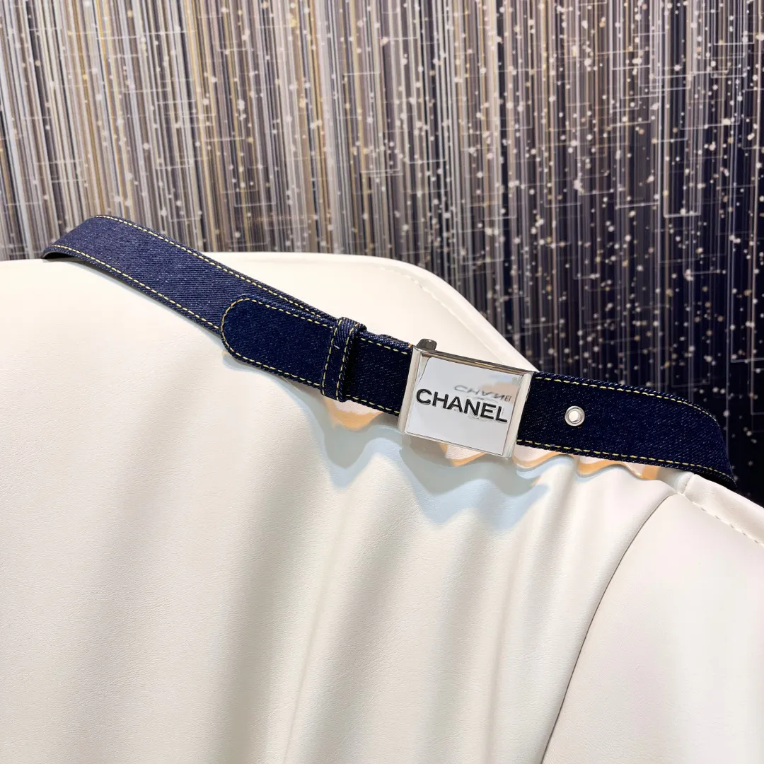 CHANEL Pre-Owned 1990s CC Turn-lock denim belt — image 9