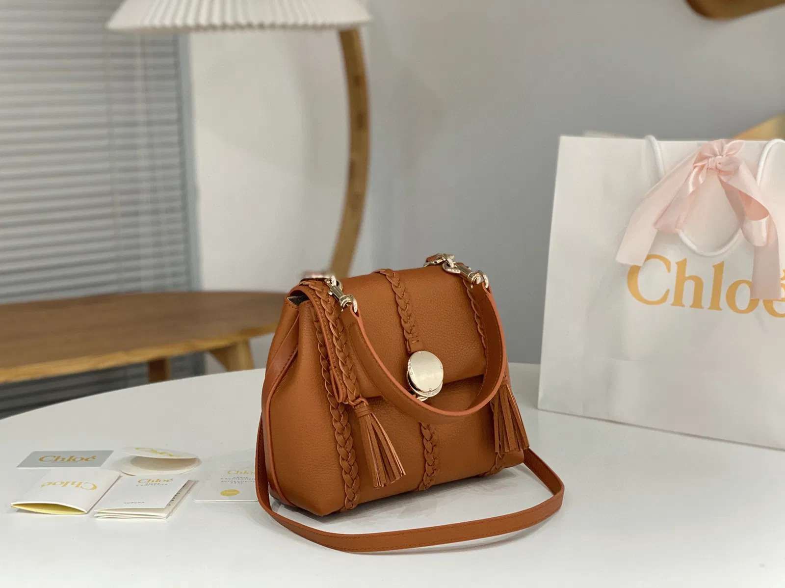 Top Quality Fake Chloe Penelope Small Shoulder Bag in Brown Grained Calfskin — image 6