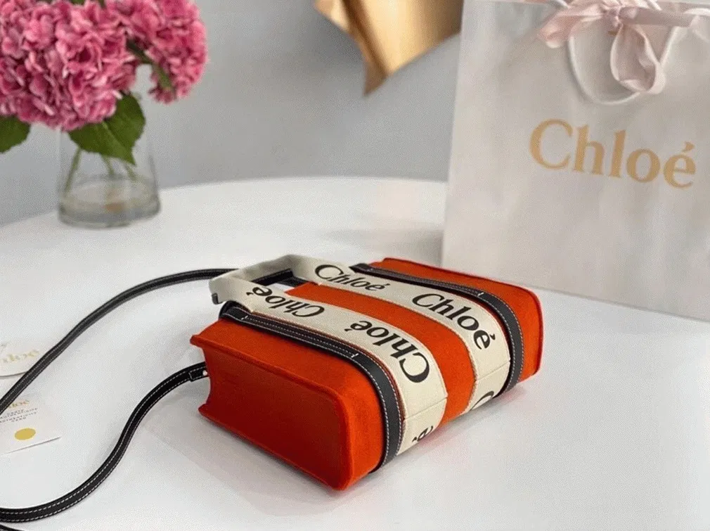 Top Quality Replica Chloe Small Woody Tote Bag In Orange Felt — image 5