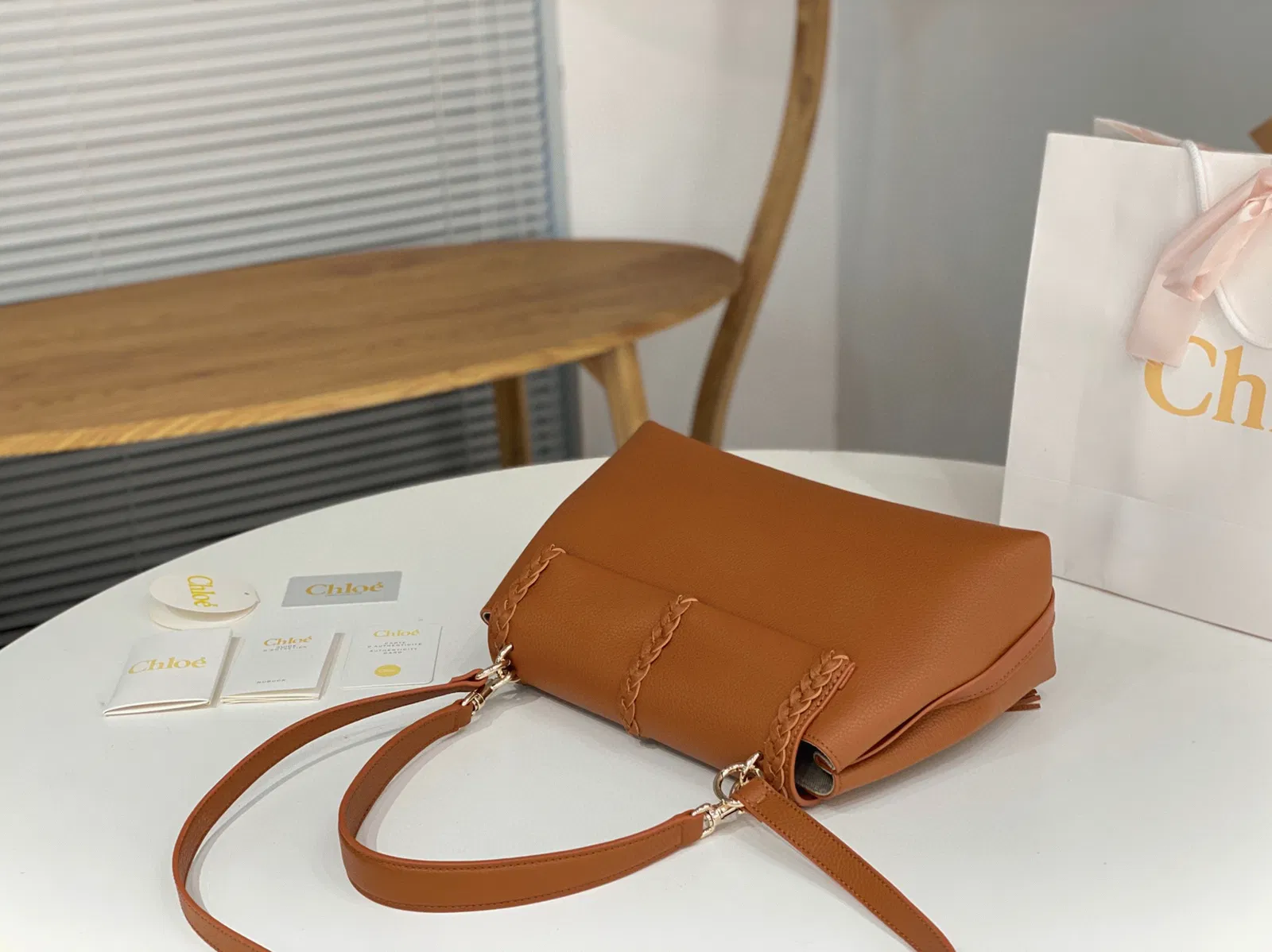 Top Quality Fake Chloe Penelope Medium Shoulder Bag in Brown Grained Calfskin — image 2