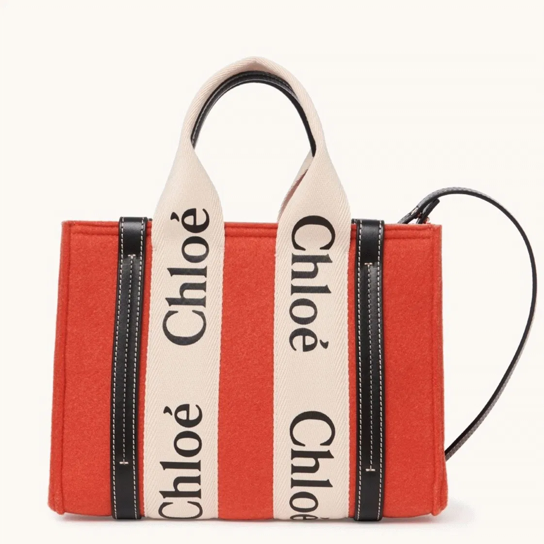 Top Quality Replica Chloe Small Woody Tote Bag In Orange Felt