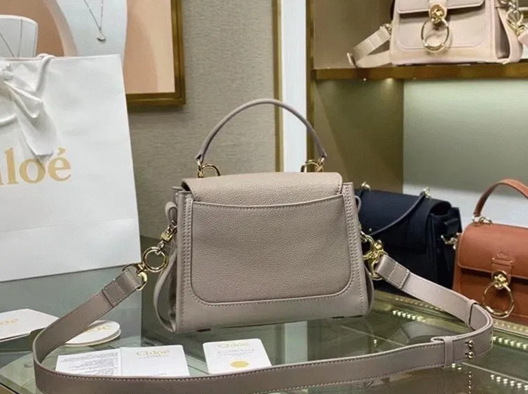 Top Quality Fake Chloe Mini Tess Day Bag In Grey Grained Leather — image 5