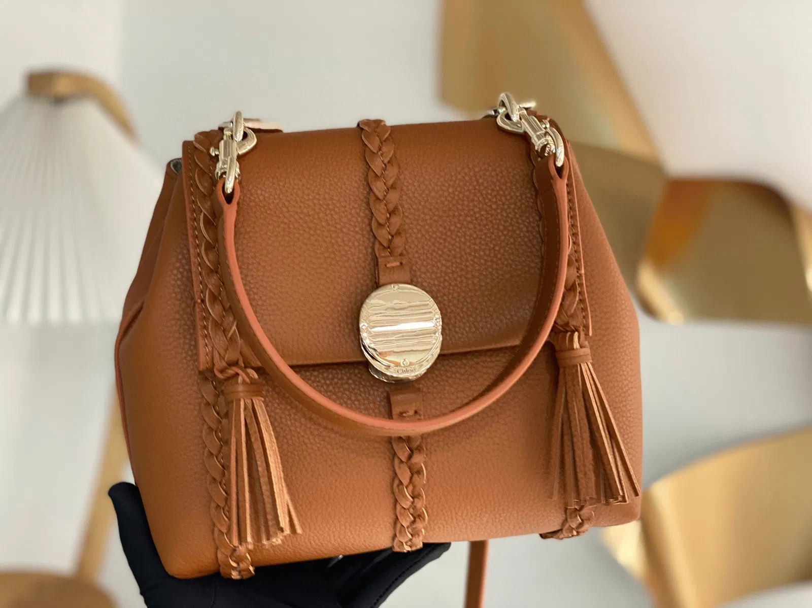 Top Quality Fake Chloe Penelope Small Shoulder Bag in Brown Grained Calfskin — image 3