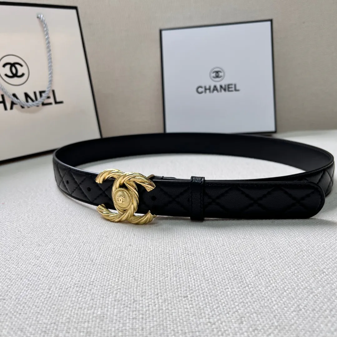 Chanel Gold Chain &amp; Black Quilted Leather CC Belt — image 9