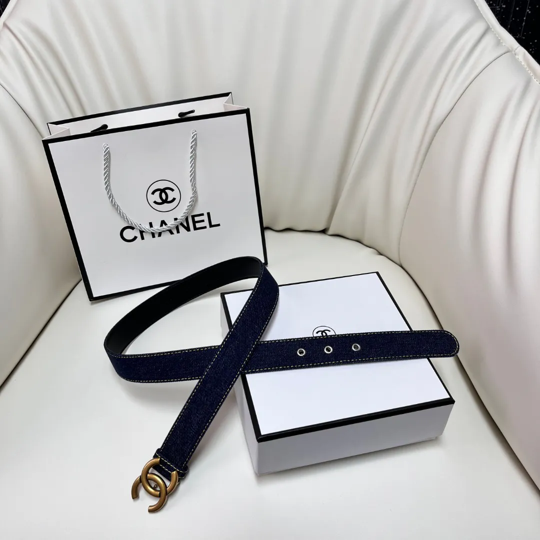 CHANEL Pre-Owned 1990s CC Turn-lock denim belt — image 3