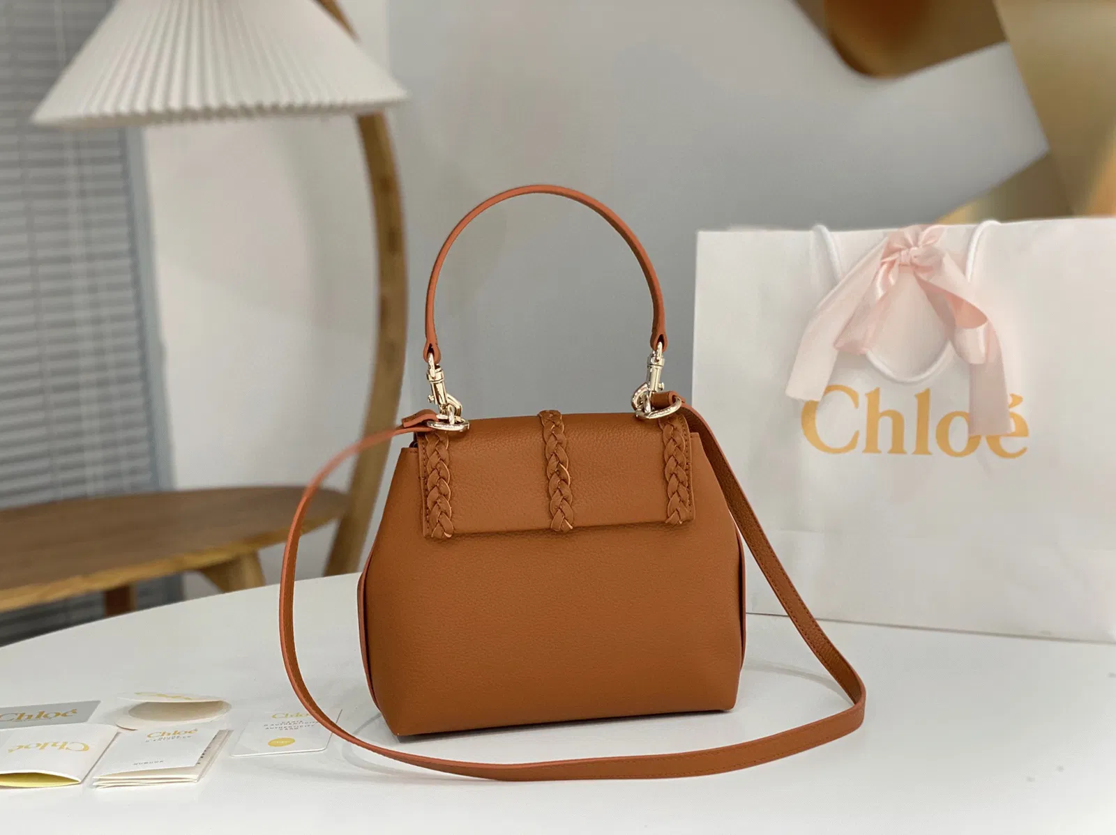 Top Quality Fake Chloe Penelope Small Shoulder Bag in Brown Grained Calfskin — image 8