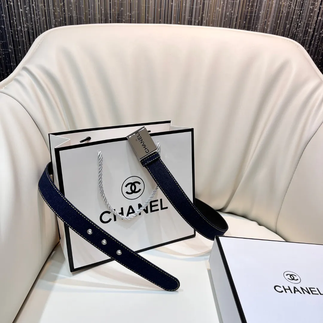 CHANEL Pre-Owned 1990s CC Turn-lock denim belt — image 8