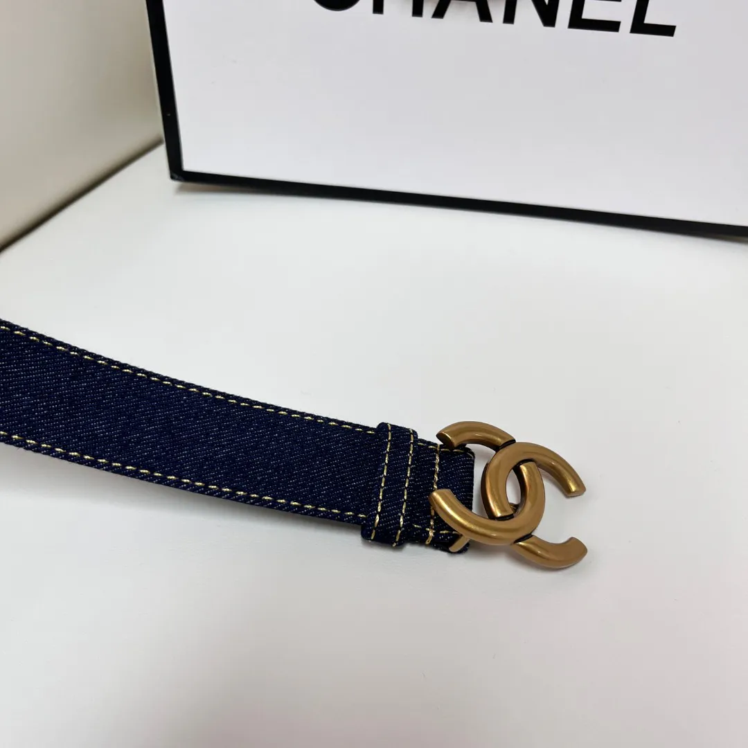 CHANEL Pre-Owned 1990s CC Turn-lock denim belt — image 4