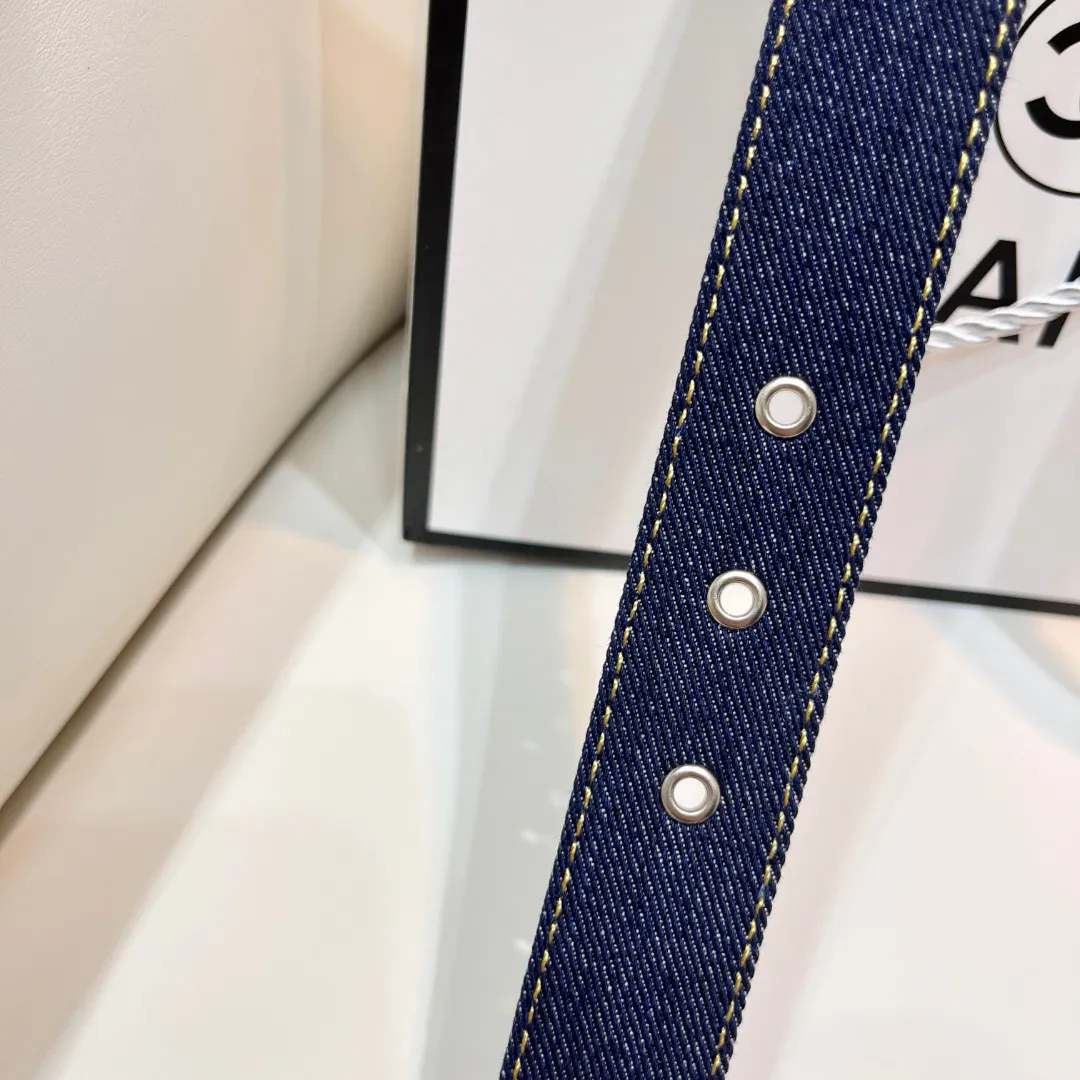 CHANEL Pre-Owned 1990s CC Turn-lock denim belt — image 4