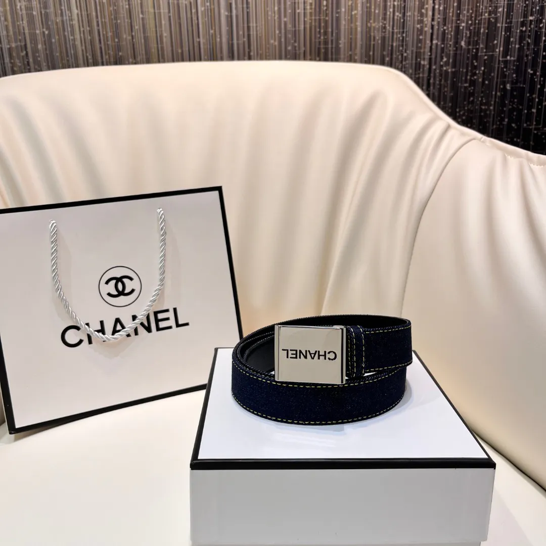 CHANEL Pre-Owned 1990s CC Turn-lock denim belt — image 3