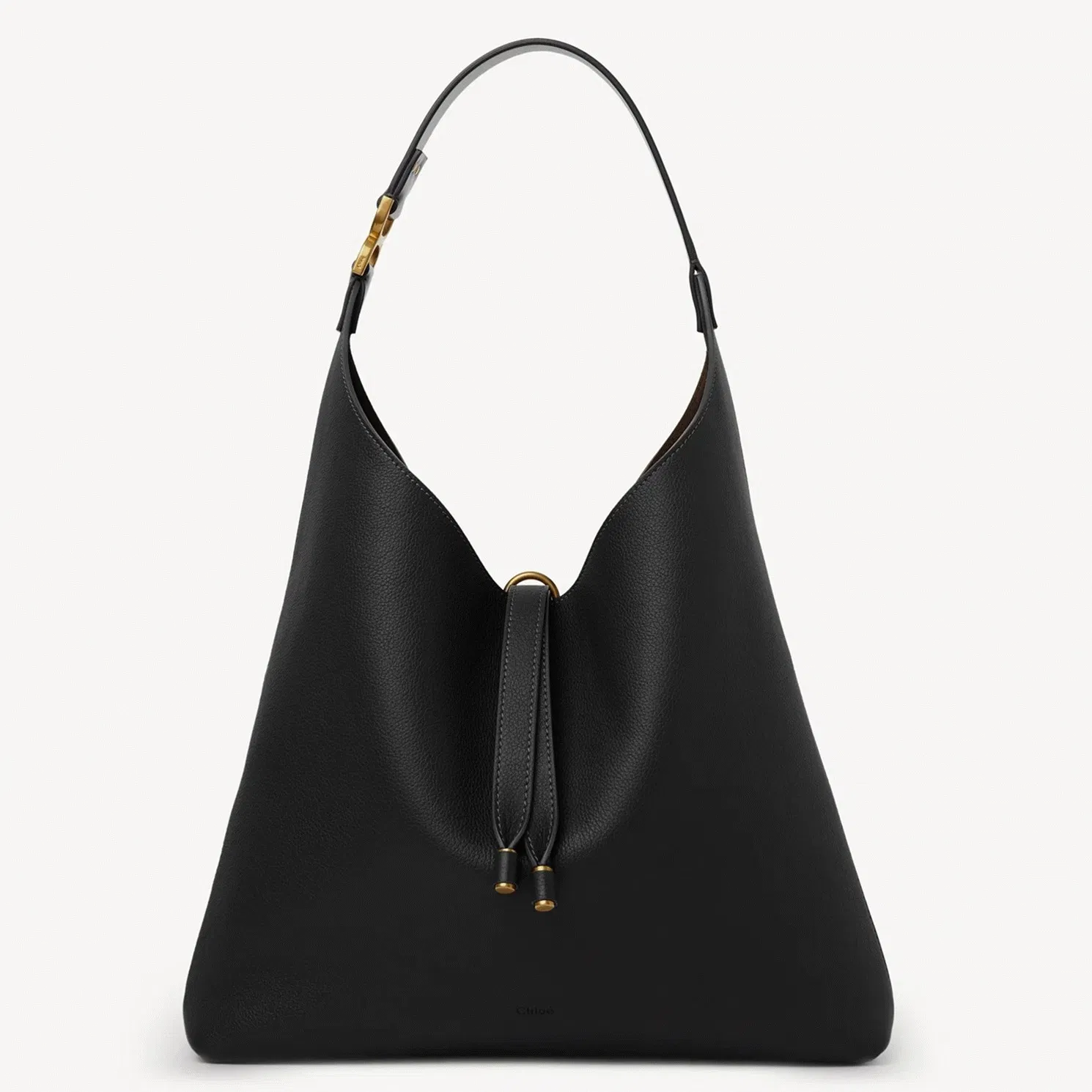 Top Quality Knockoff Previous Previous Chloe Marcie Hobo Bag in Black Grained Leather