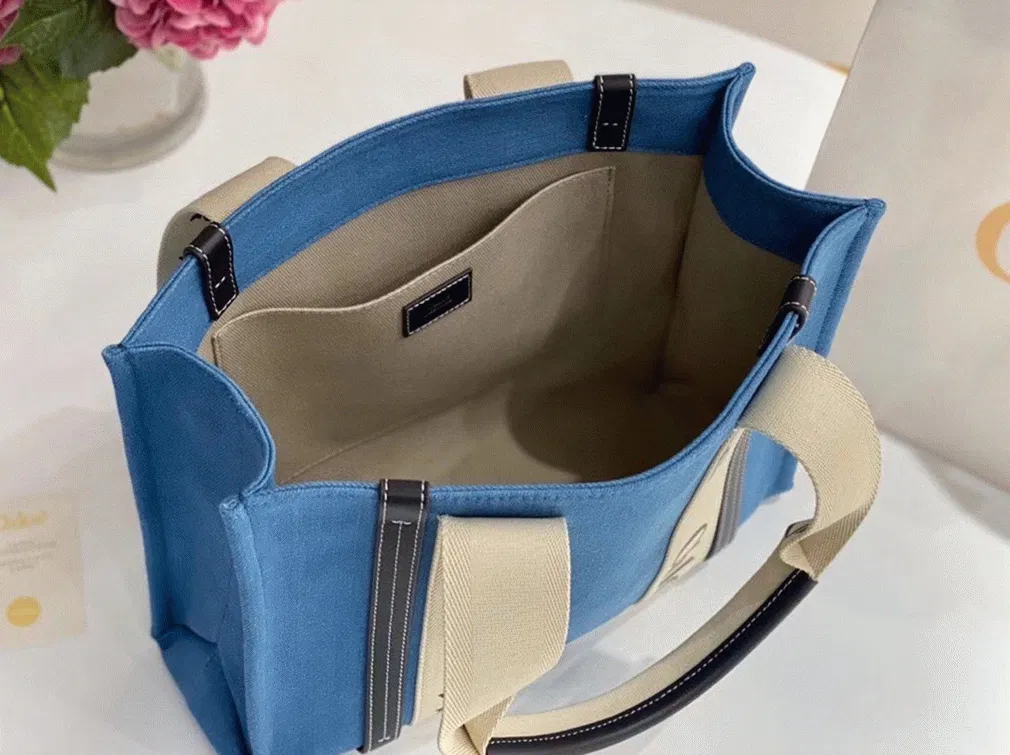 Top Quality Knockoff Chloe Medium Woody Tote Bag in Deadstock Denim — image 9