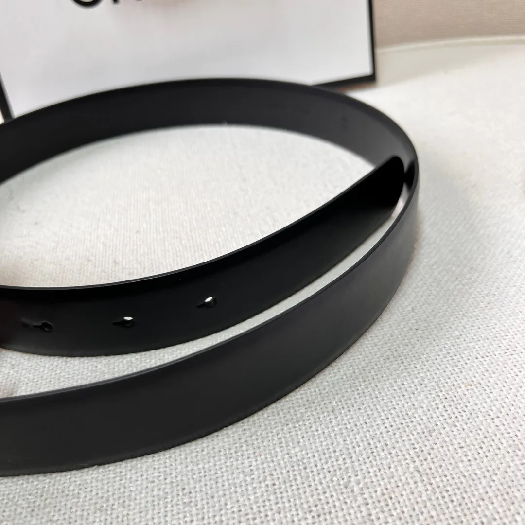 Black Quilted Leather CC Logo Belt — image 8