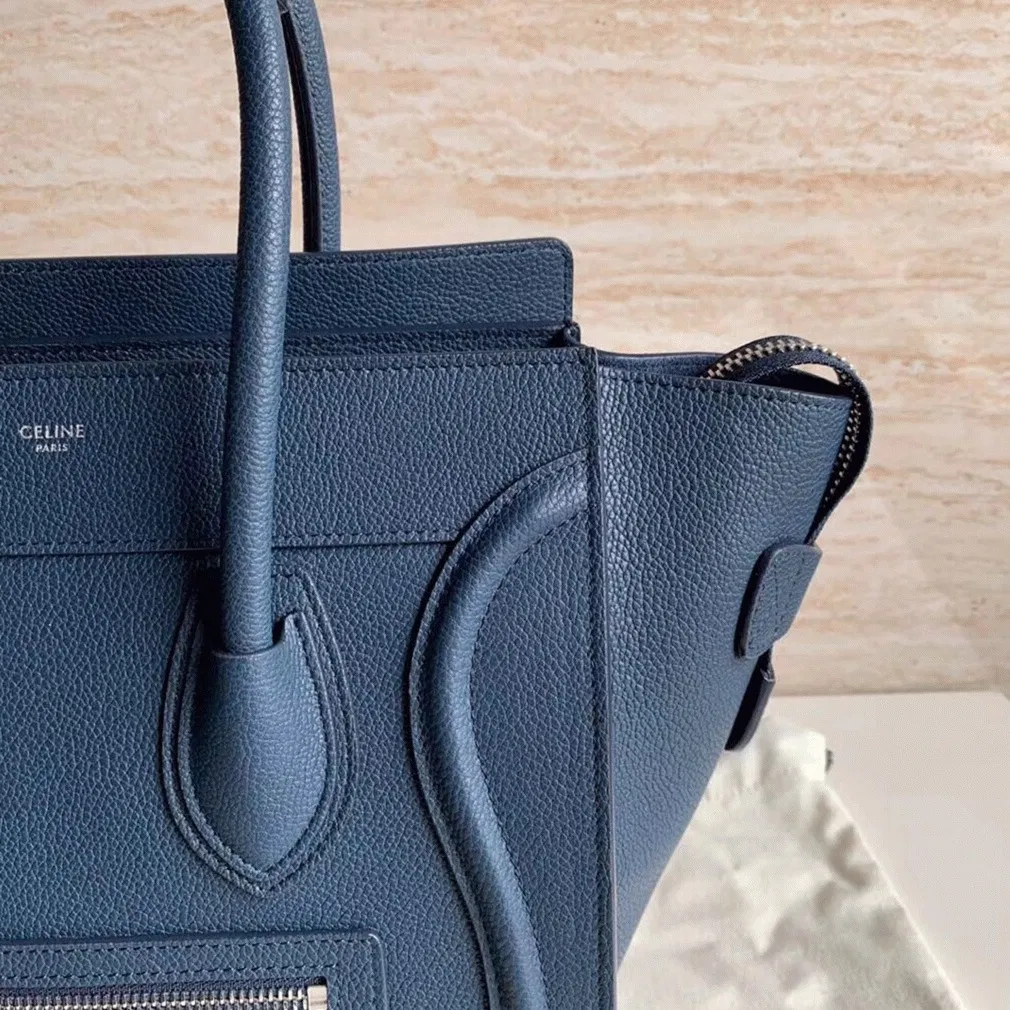 Celine Micro Luggage Tote Bag Imitation in Navy Blue — image 6
