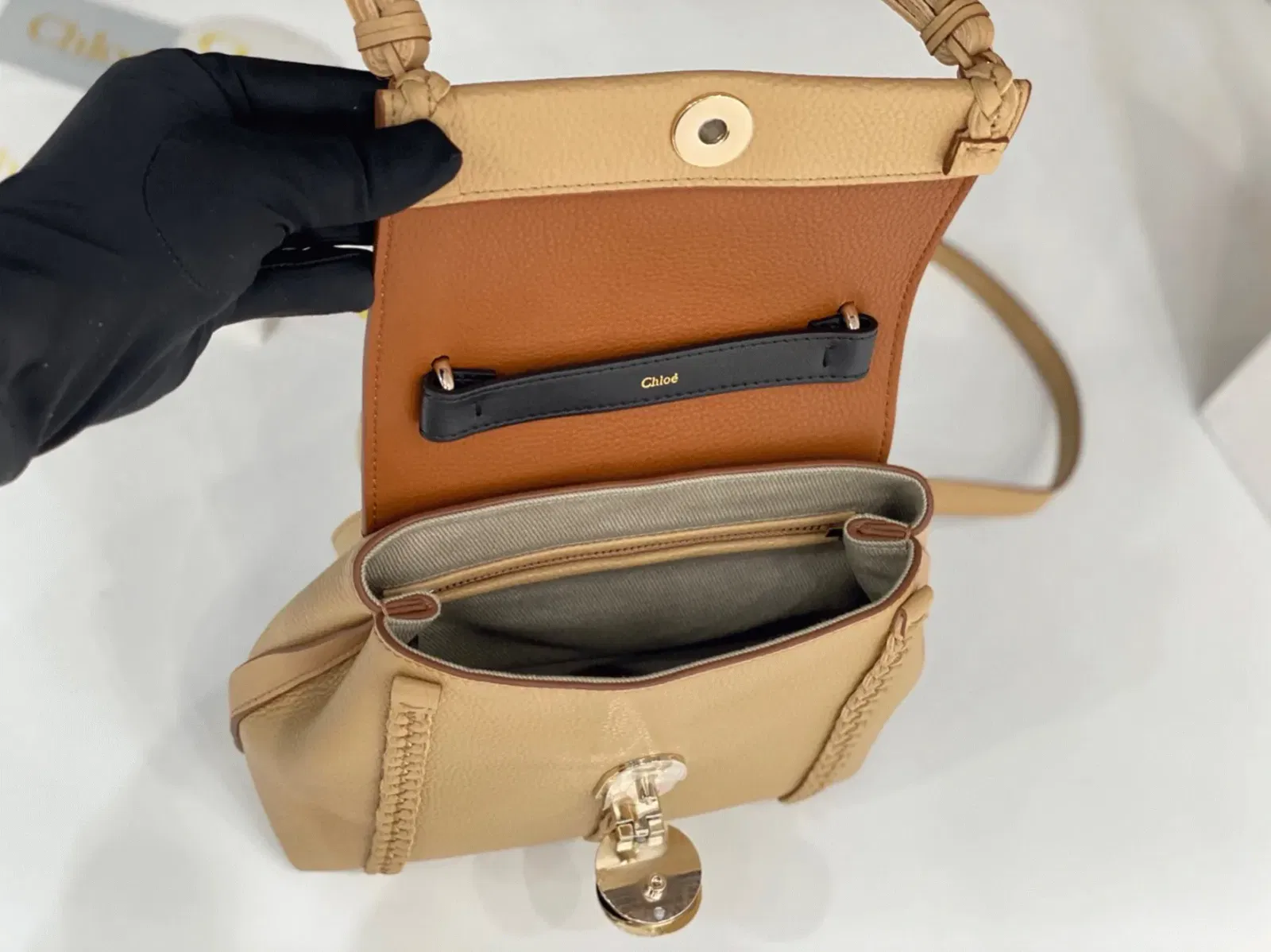 Top Quality Replica Chloe Penelope Small Shoulder Bag in Beige Grained Calfskin — image 3