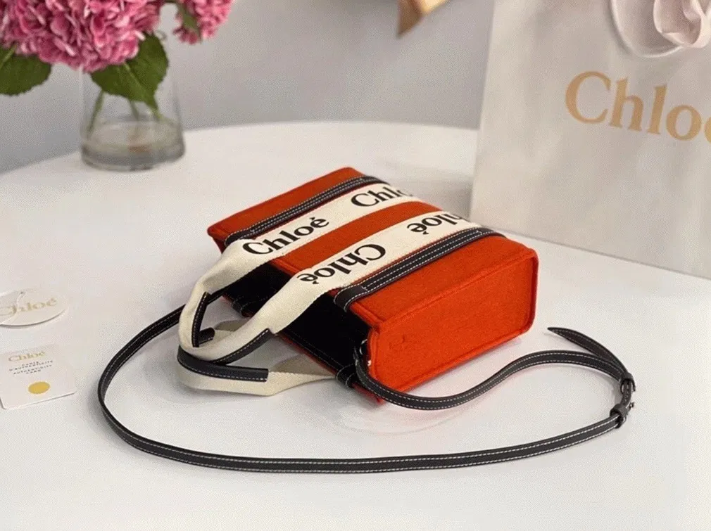 Top Quality Replica Chloe Small Woody Tote Bag In Orange Felt — image 3