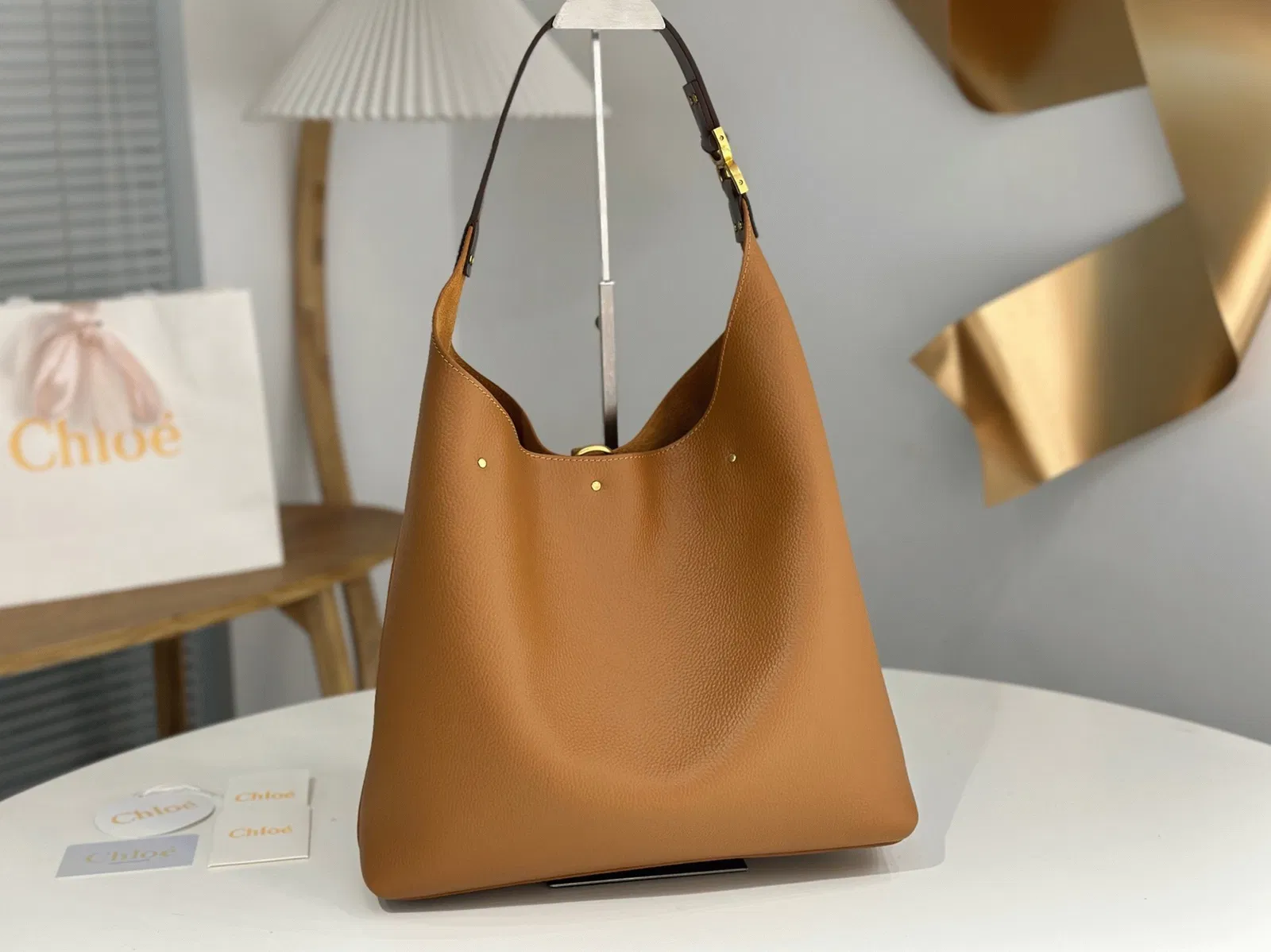 Top Quality Fake Chloe Marcie Hobo Bag in Brown Grained Leather — image 7