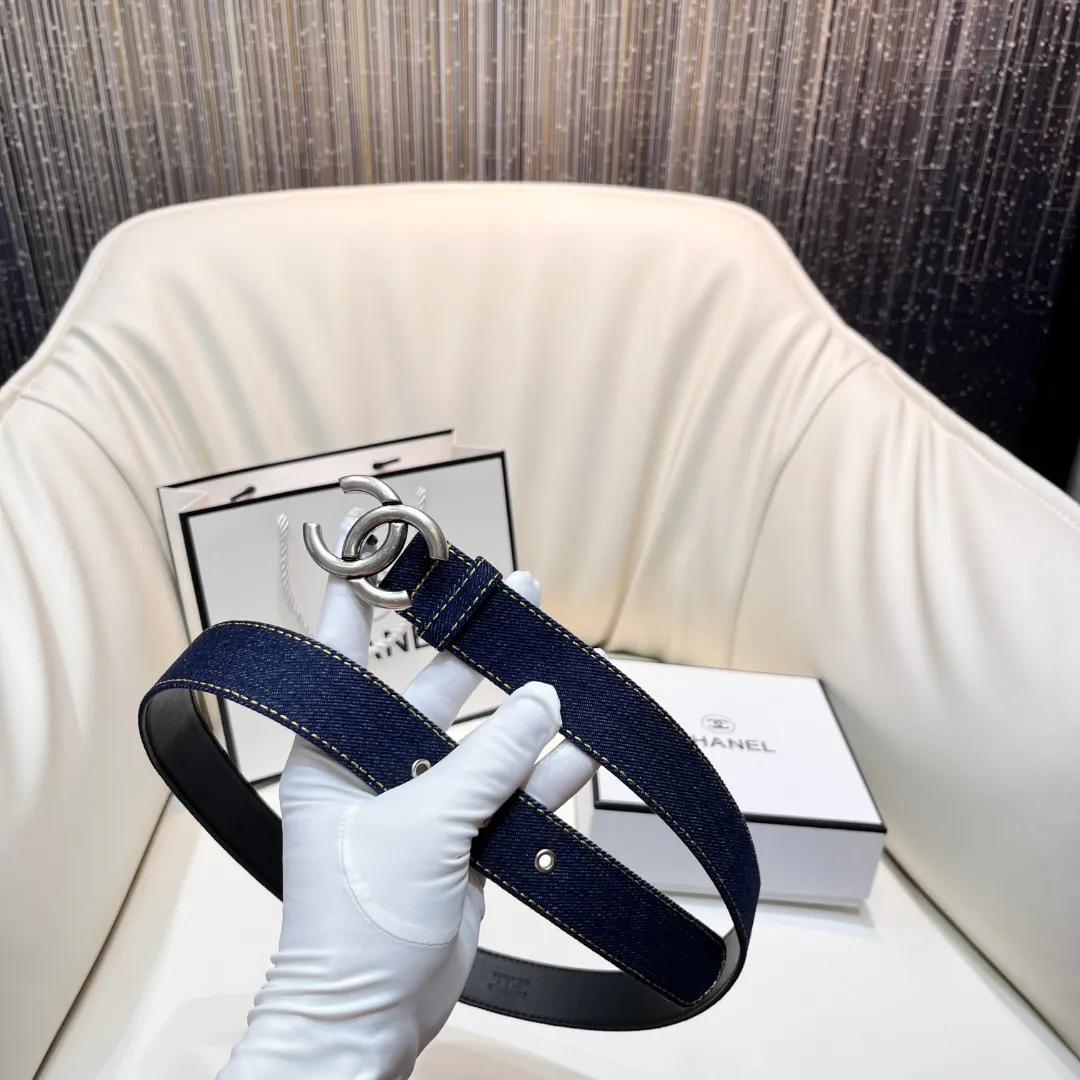 CHANEL Pre-Owned 1990s CC Turn-lock denim belt — image 7