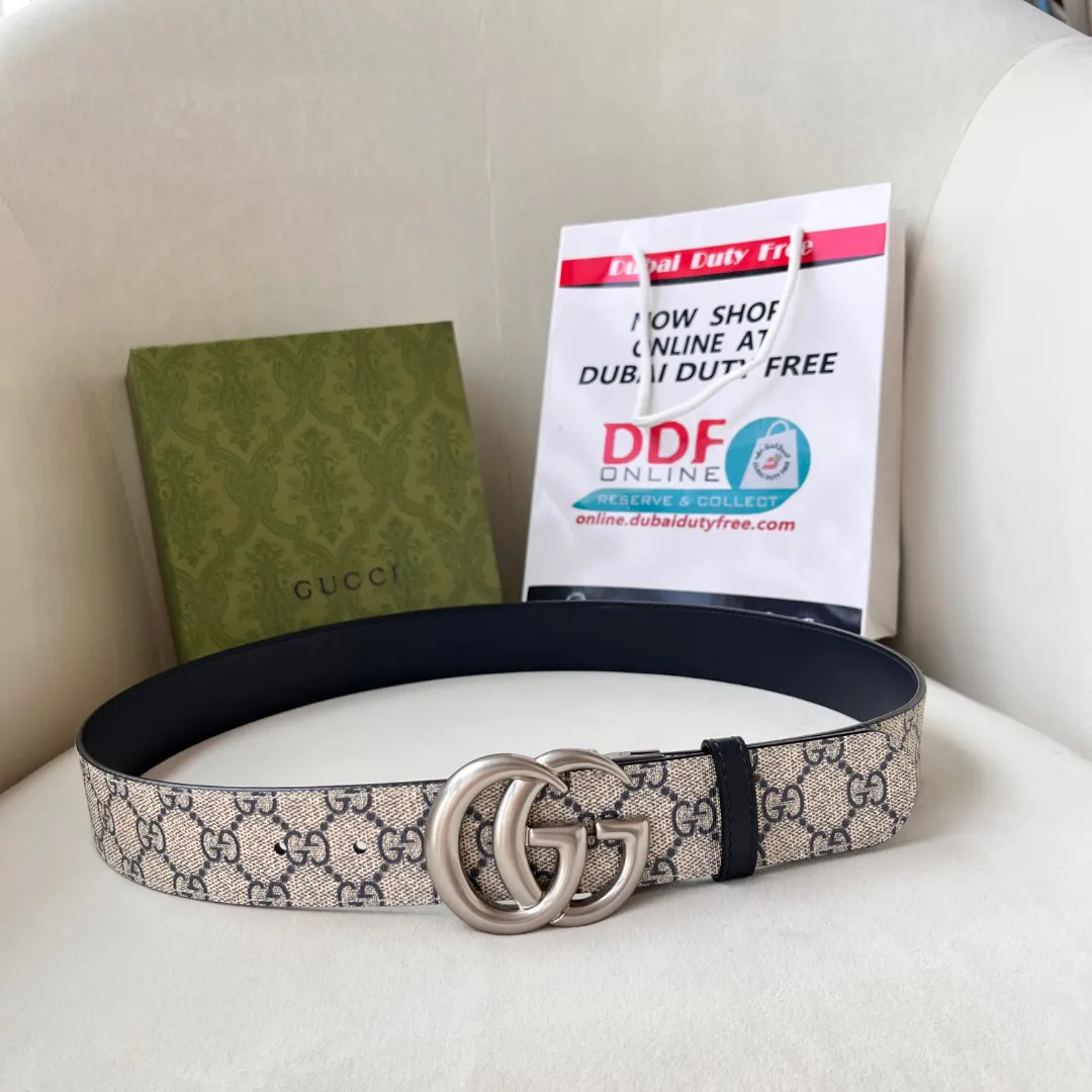 WIDE LEATHER BELT WITH DOUBLE G BUCKLE