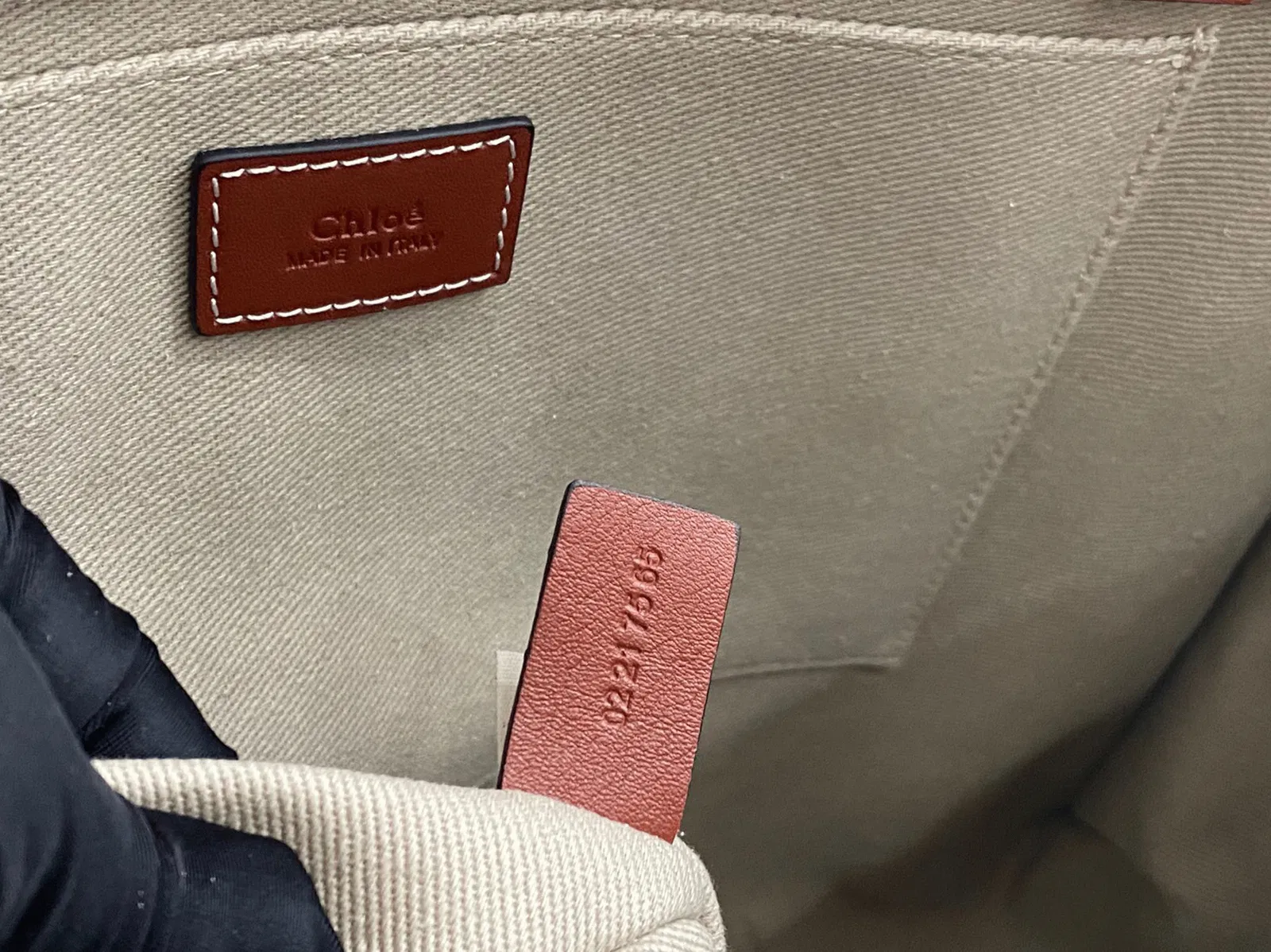 Top Quality Fake Chloe Medium Woody Tote Bag in Canvas with Tan Leather Strips — image 8