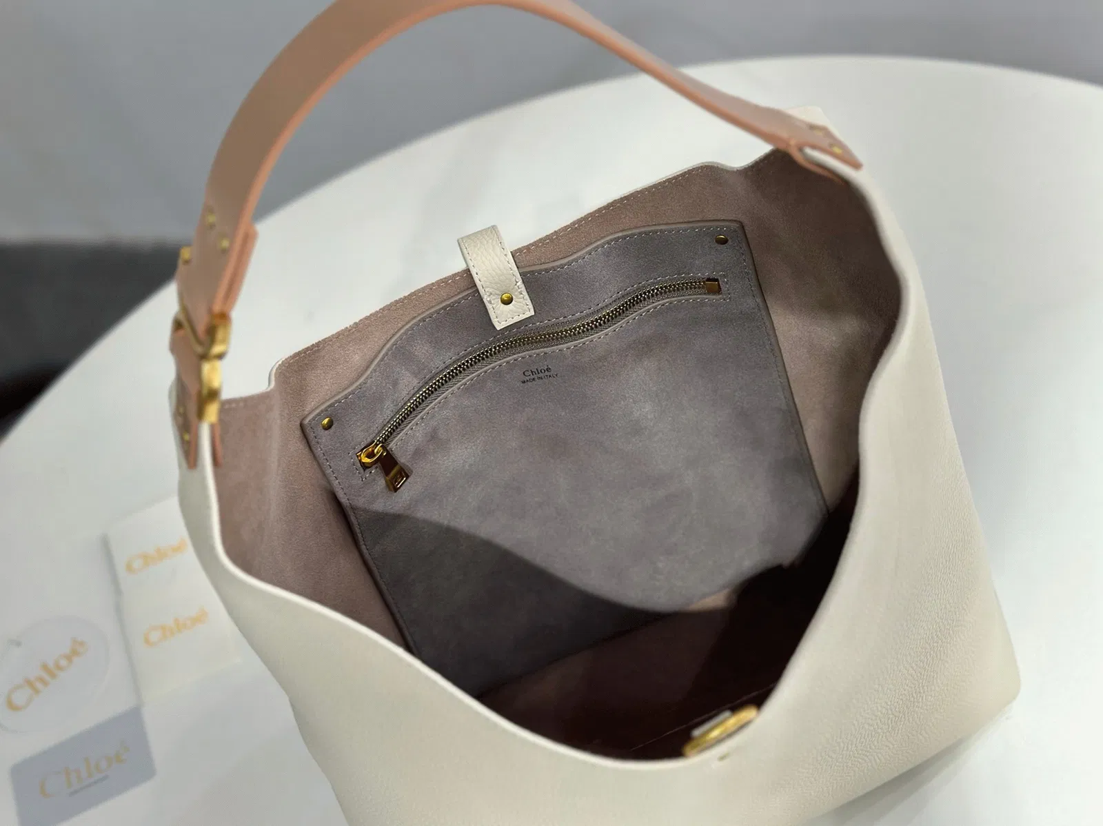Top Quality Replica Chloe Marcie Hobo Bag in White Grained Leather — image 9