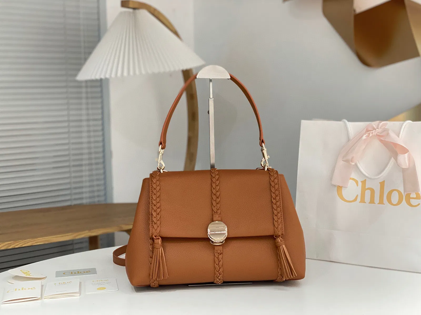 Top Quality Fake Chloe Penelope Medium Shoulder Bag in Brown Grained Calfskin — image 3