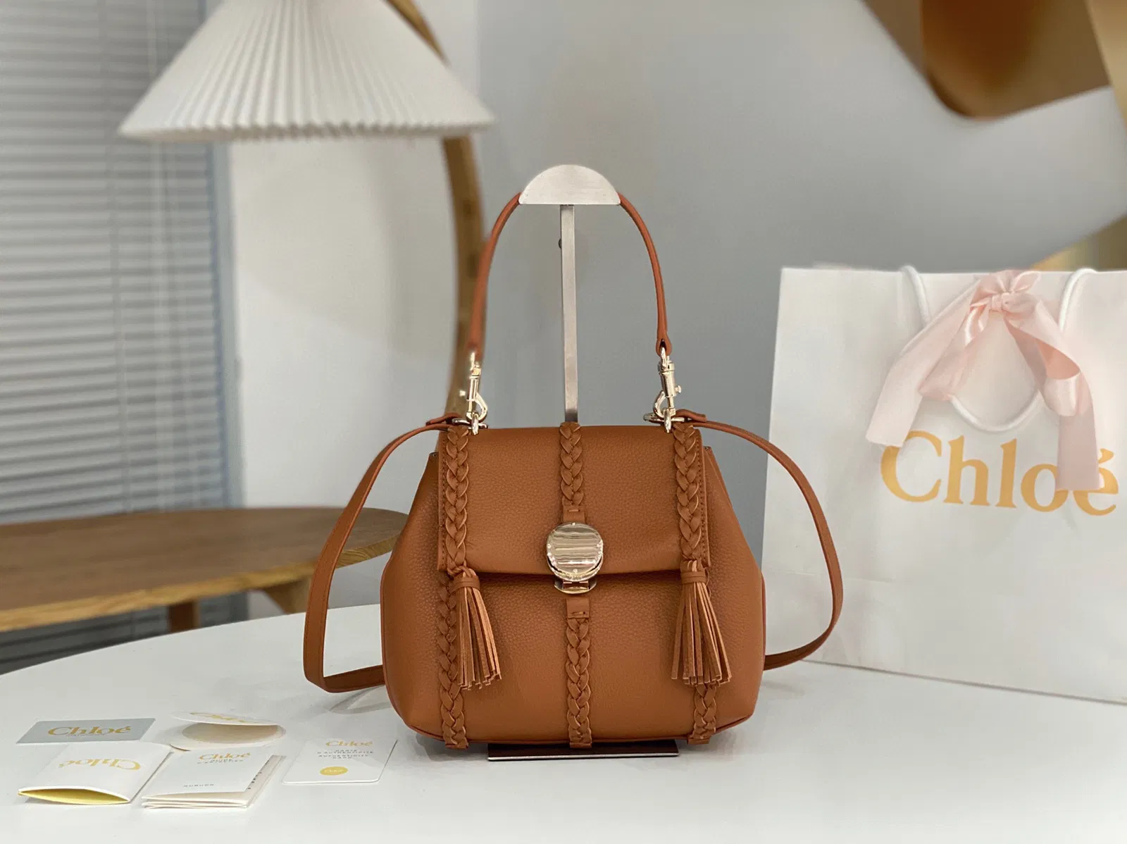 Top Quality Fake Chloe Penelope Small Shoulder Bag in Brown Grained Calfskin — image 4