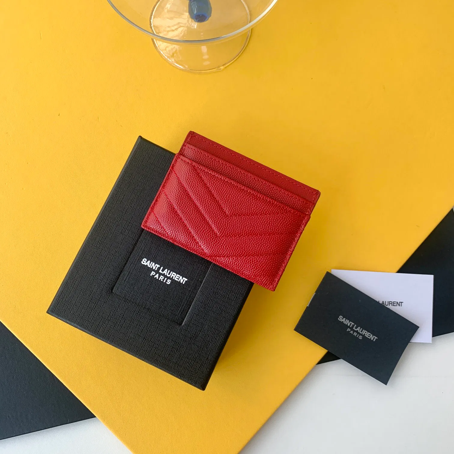 CASSANDRE MATELASSÉ CARD CASE IN GRAIN DE POUDRE EMBOSSED LEATHER — image 2