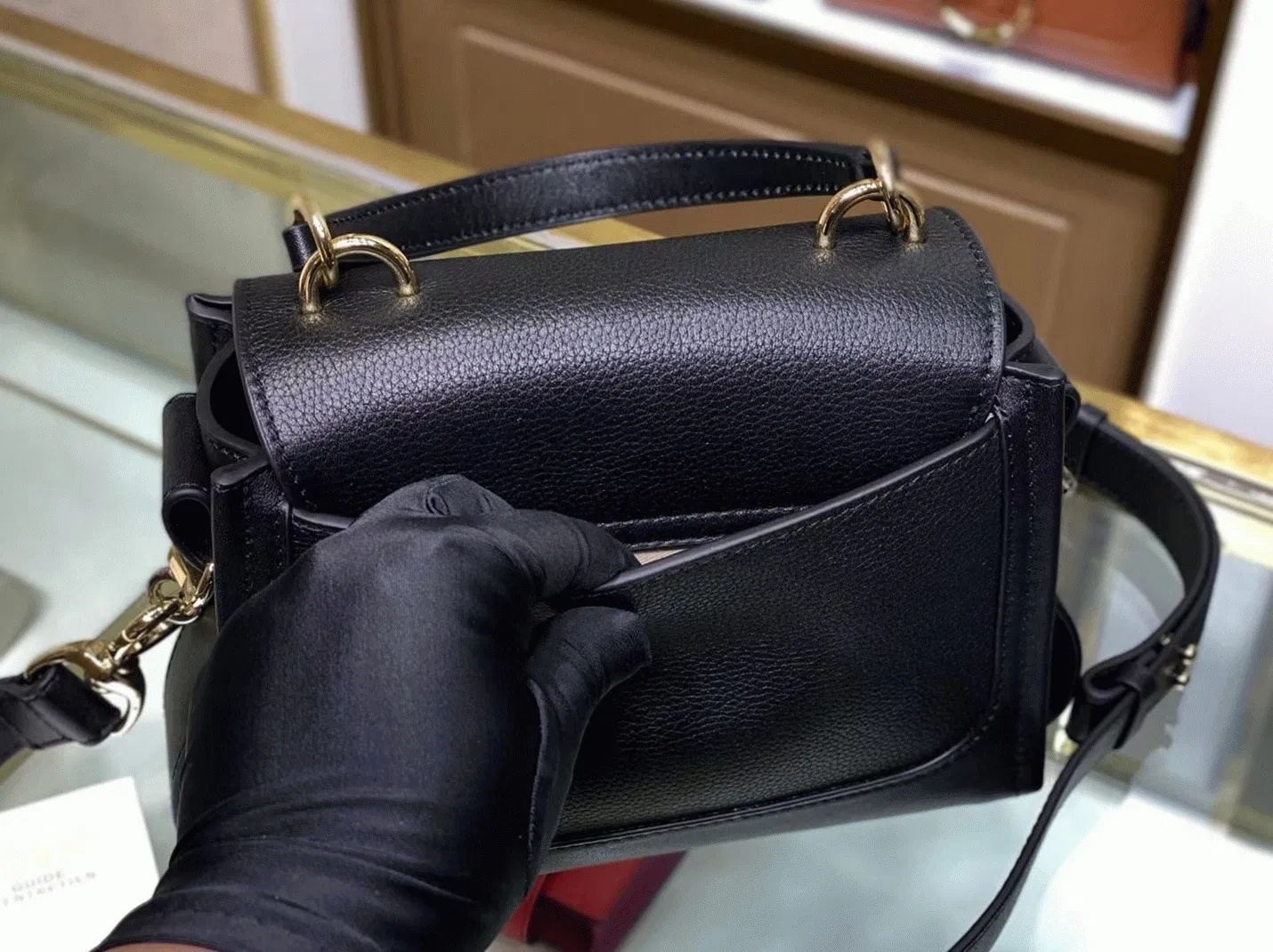 Top Quality Replica Chloe Mini Tess Day Bag In Black Grained Leather — image 7