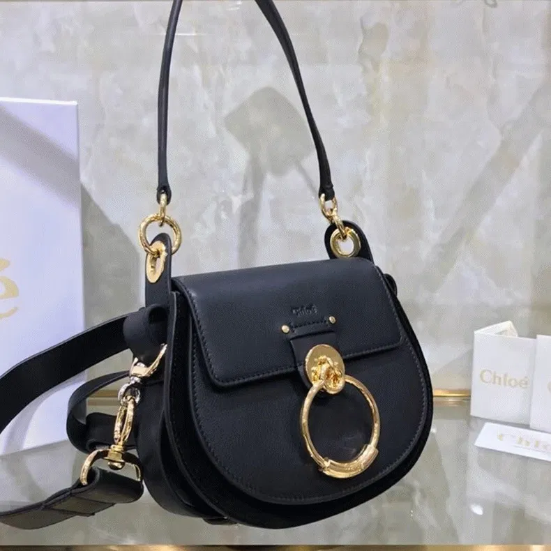 Top Quality Knockoff Chloe Small Tess Shoulder Bag In Black Calfskin — image 8